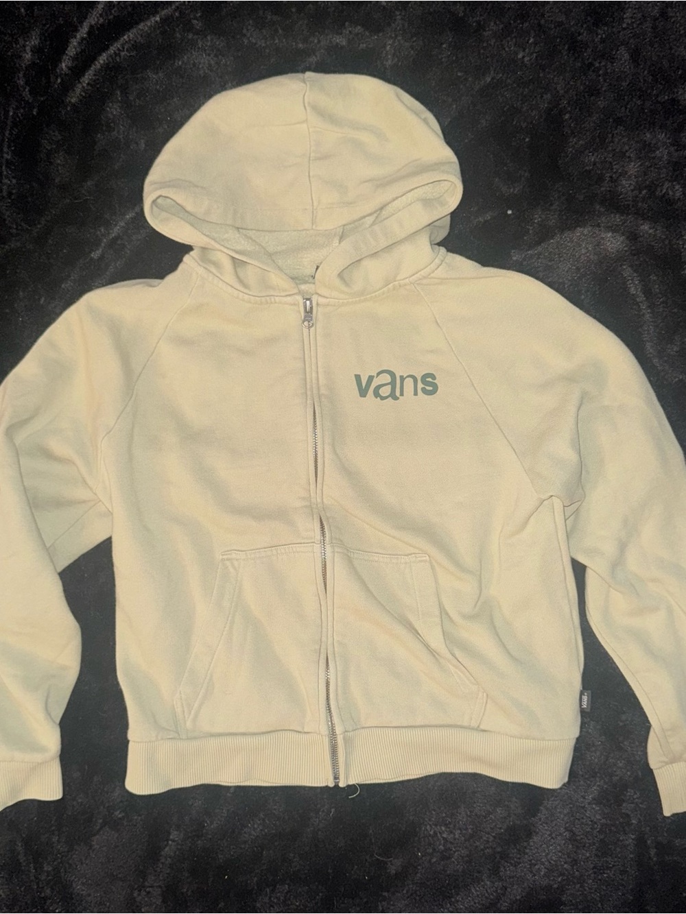 Vans Kids Cream Full-Zip Hoodie with Subtle Logo
